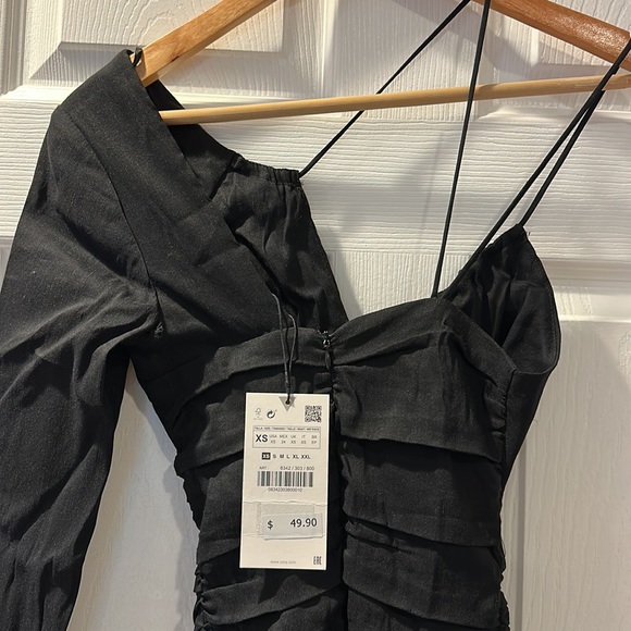 Zara Black Draped Dress - Picture 7 of 7